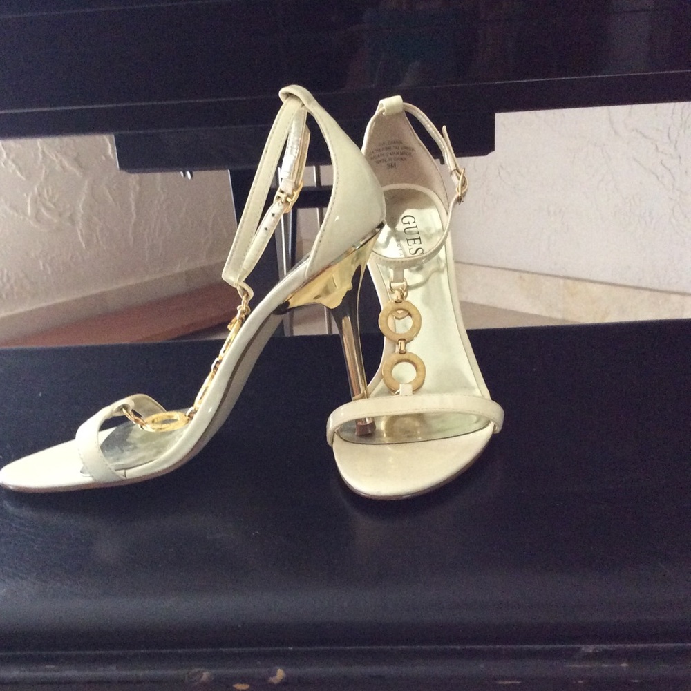 GUESS Gold & White High Heels